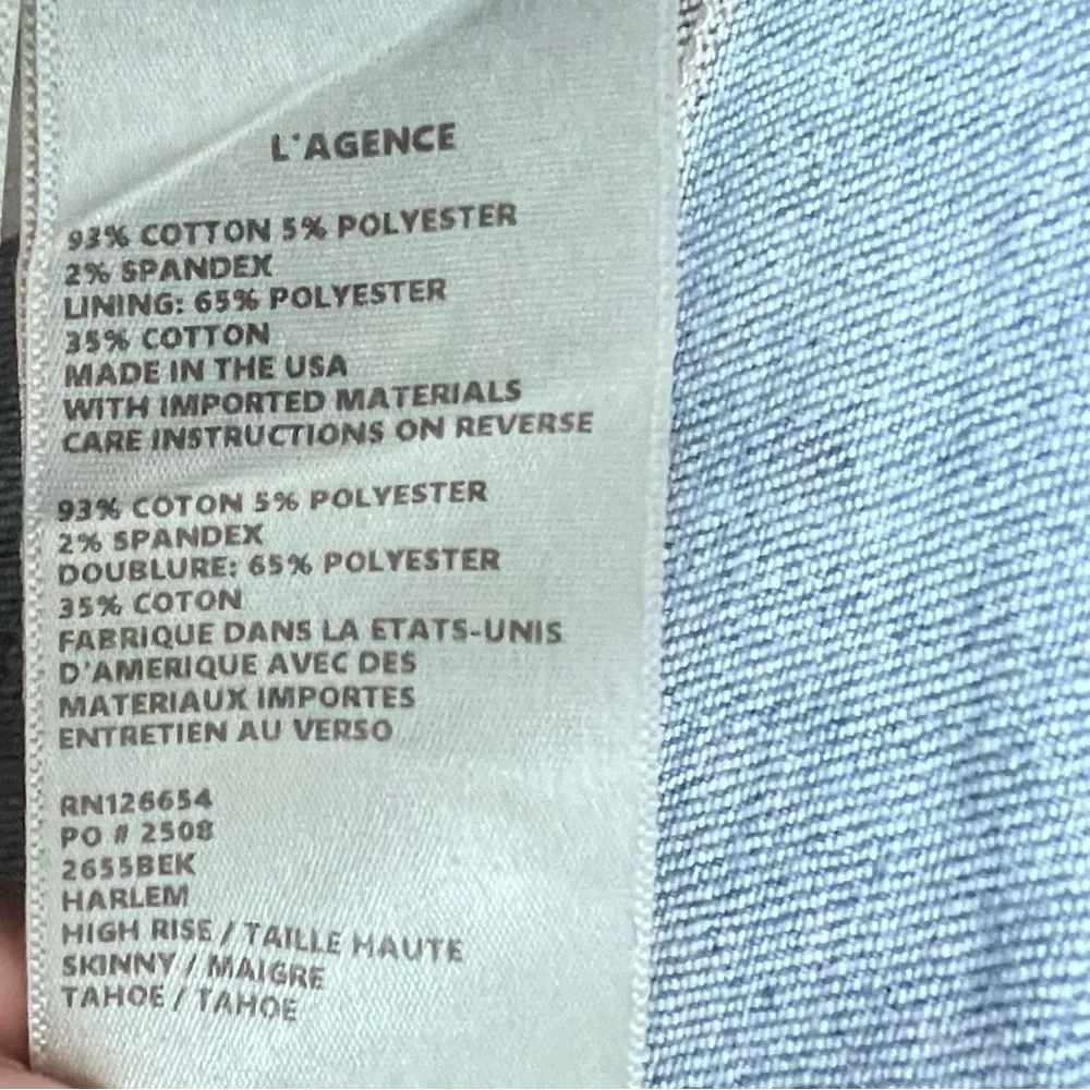 L’AGENCE Frayed Skinny Jeans SZ 25 Tahoe Blue Casual Faded Cropped Stretch - Picture 9 of 9